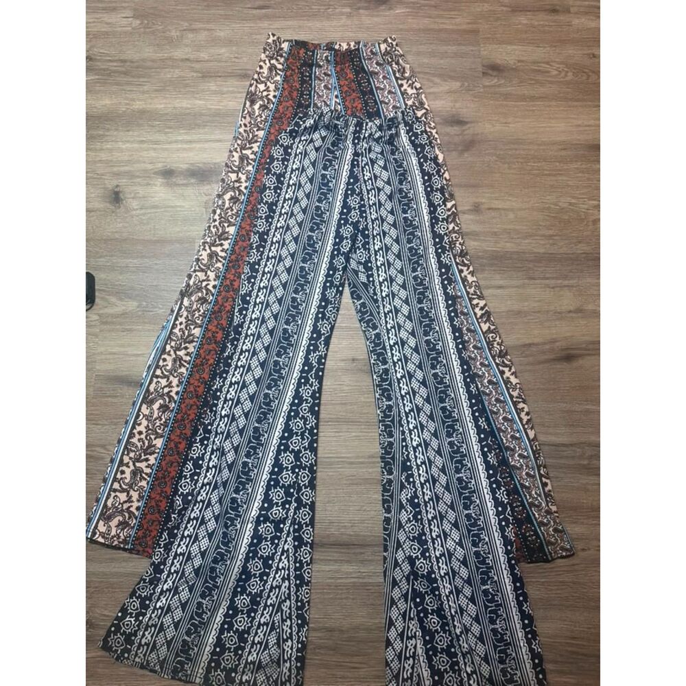 Women's Boho Printed Palazzo Pants Bundle of 2 Wide Leg Lounge Casual Size ___